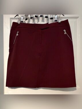 Jessica Sport Burgundy Stretch Pencil Skirt with Zip Pockets – Size 16